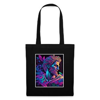 Vaporwave Griechische Mythologie Gott Neon Olymp - Stoffbeutel - Schwarz - Vorne