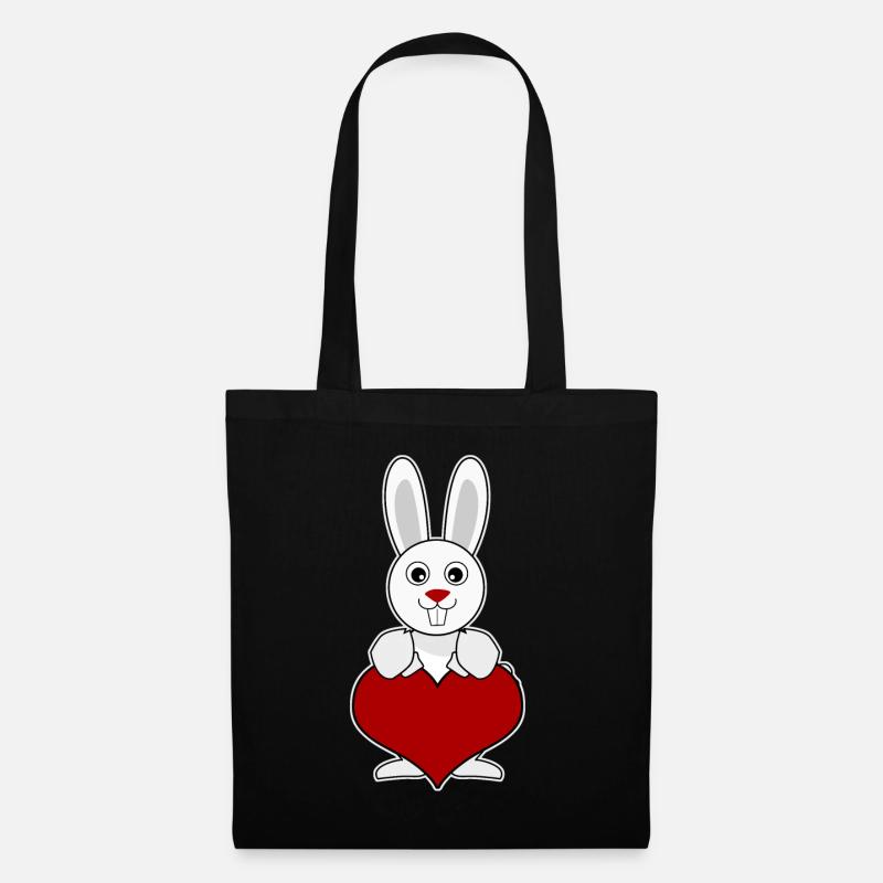 Hase Herz Hasen - Stoffbeutel - Schwarz