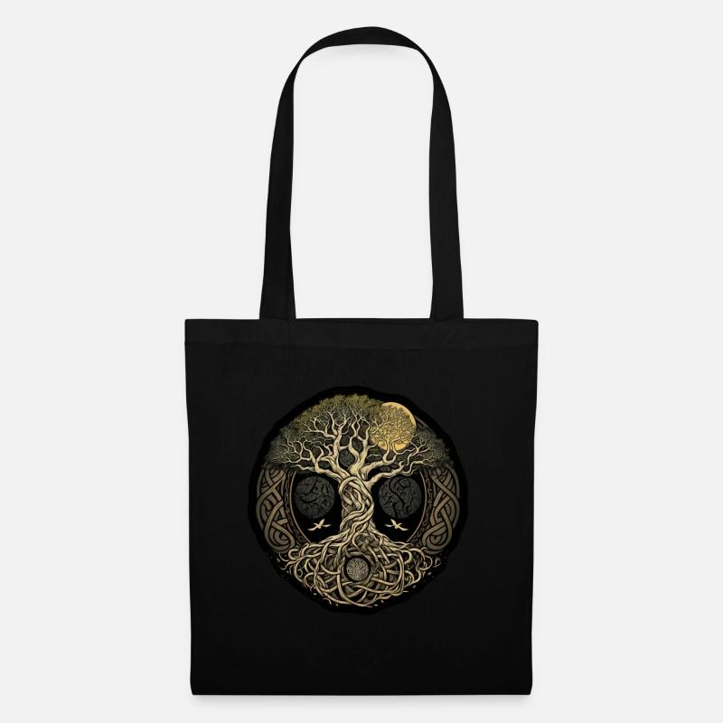 Tree of Life Celtic Vikings - Tote Bag - black