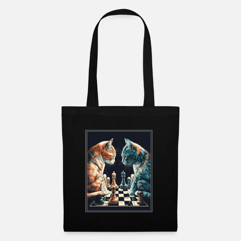 Cats Chess Kitten Chess Player Queen King - Tote Bag - black
