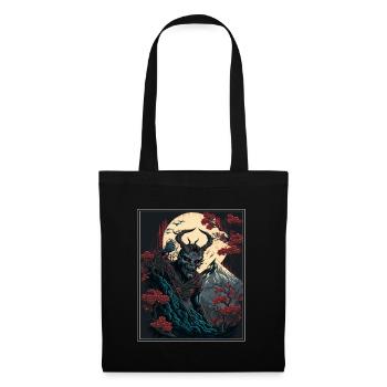 Japan Japanese Demon Cherry Blossom Mountains Retro - Tote Bag - black - Front