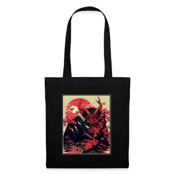 Japan Japanese Demon Cherry Blossom Mountains Retro - Tote Bag - black - Front