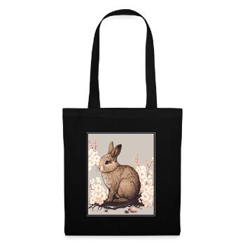 Lapin Lapin Fleur de Cerisier Japon Japonais - Sac en tissu - noir - Devant
