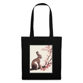 Lapin Lapin Fleur de Cerisier Japon Japonais - Sac en tissu - noir - Devant