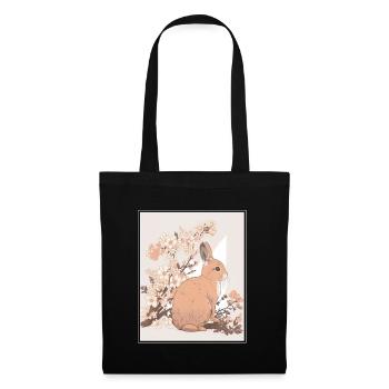 Hase Kaninchen Kirschblüte Japan Japanisch - Stoffbeutel - Schwarz - Vorne
