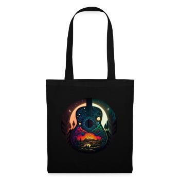 Cottagecore Acoustic Guitar Moon Star Flower - Tote Bag - black - Front