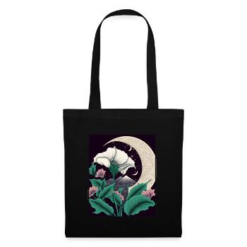Mondblume Moonflower Mond Japanisch Vaporwave - Stoffbeutel - Schwarz - Vorne