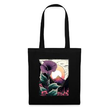 Mondblume Moonflower Mond Japanisch Vaporwave - Stoffbeutel - Schwarz - Vorne