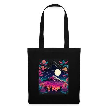 Mondblume Moonflower Mond Japanisch Vaporwave - Stoffbeutel - Schwarz - Vorne