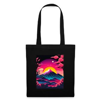 Mondblume Moonflower Mond Japanisch Vaporwave - Stoffbeutel - Schwarz - Vorne