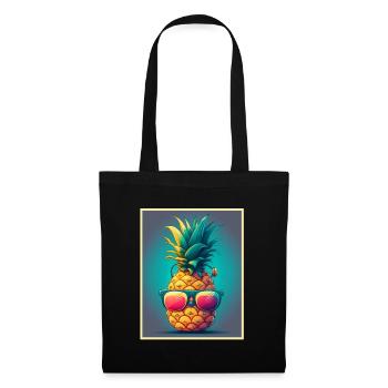 Ananas Sommer Veganer Obst Vegetarier Fructaner - Stoffbeutel - Schwarz - Vorne