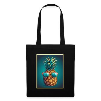 Ananas Sommer Veganer Obst Vegetarier Fructaner - Stoffbeutel - Schwarz - Vorne