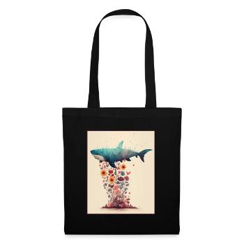 Requin Océan Plantes Fleurs Maritime Deep Sea Climat - Sac en tissu - noir - Devant