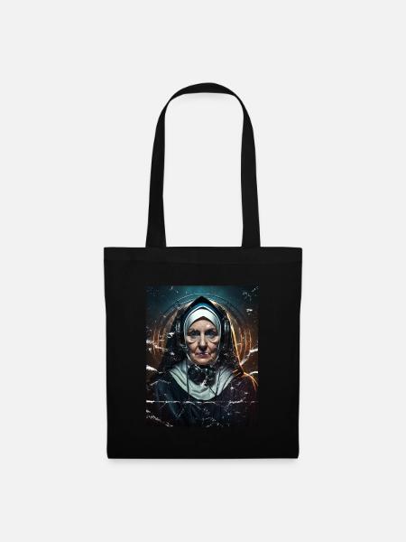 Techno Vaporwave Nonne Christlich Gott Musik - Stoffbeutel - Schwarz