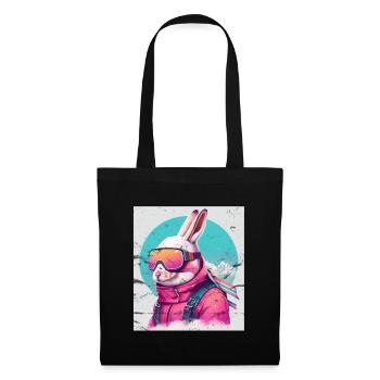 Winter Hase Ski Snowboard Schnee Kaninchen - Stoffbeutel - Schwarz - Vorne