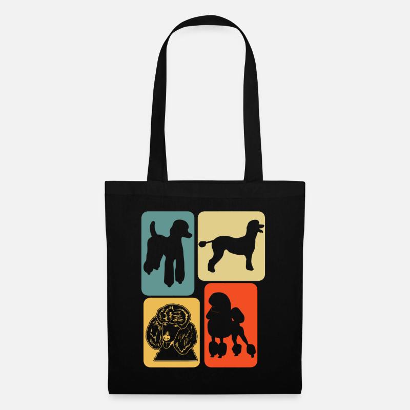Pudel Retro Hunde - Stoffbeutel - Schwarz