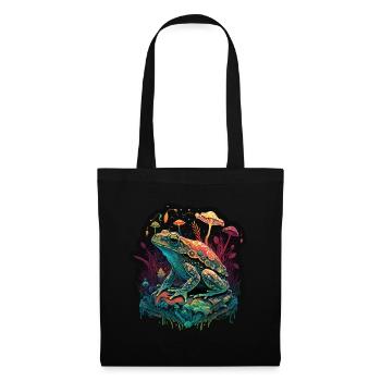 Mushrooms Frog Nature Cosmic Neon Raver Goa - Tote Bag - black - Front