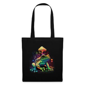 Mushrooms Frog Nature Cosmic Neon Raver Goa - Tote Bag - black - Front