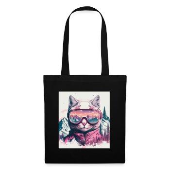 Winter Cat Ski Snowboard Snow Kitten - Tote Bag - black - Front