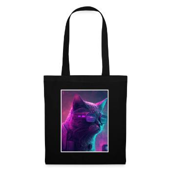 Cat Vaporwave Futuristic Neon - Tote Bag - black - Front