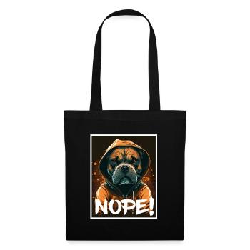Hund Bulldogge Nope Morgenmuffel Kollege Sarkasmus - Stoffbeutel - Schwarz - Vorne