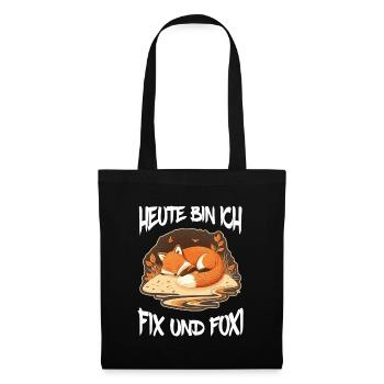 Fix und Foxi Fuchs Spruch Schlafshirt Kuscheln - Stoffbeutel - Schwarz - Vorne