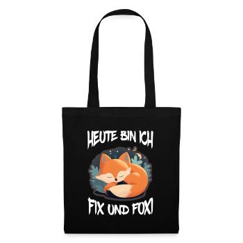 Fix und Foxi Fuchs Spruch Schlafshirt Kuscheln - Stoffbeutel - Schwarz - Vorne