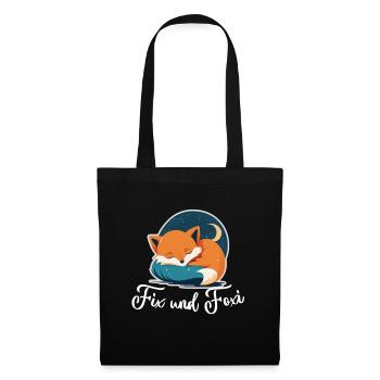 Fix und Foxi Fuchs Spruch Schlafshirt Kuscheln - Stoffbeutel - Schwarz - Vorne