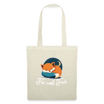Fix und Foxi Fuchs Spruch Schlafshirt Kuscheln - Stoffbeutel - Natur - Vorne