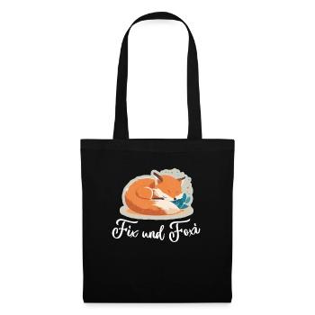 Fix und Foxi Fuchs Spruch Schlafshirt Kuscheln - Stoffbeutel - Schwarz - Vorne