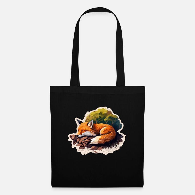 Fix und Foxi Fuchs Spruch Schlafshirt Kuscheln - Stoffbeutel - Schwarz