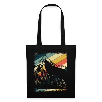 Loup Randonnée Montagnes Rétro Loups Nature - Sac en tissu - noir - Devant