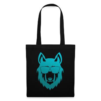 Loup avec des lunettes de soleil - Sac en tissu - noir - Devant