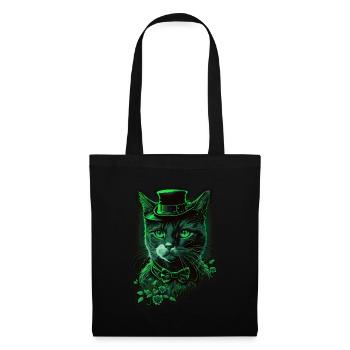 Katze Kätzchen St. Patricks Day Irland Irisch - Stoffbeutel - Schwarz - Vorne