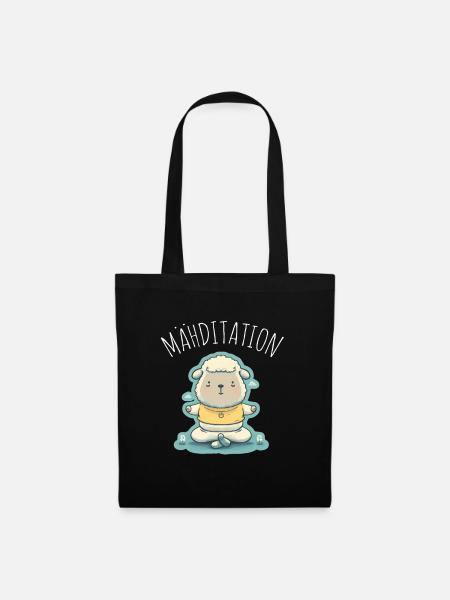 Schaf Lamm Schäfchen Yoga Meditation Entspannung - Stoffbeutel - Schwarz