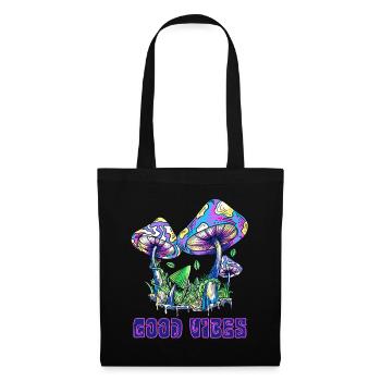 Champignons Good Vibes Rétro Champignon Psychédélique - Sac en tissu - noir - Devant