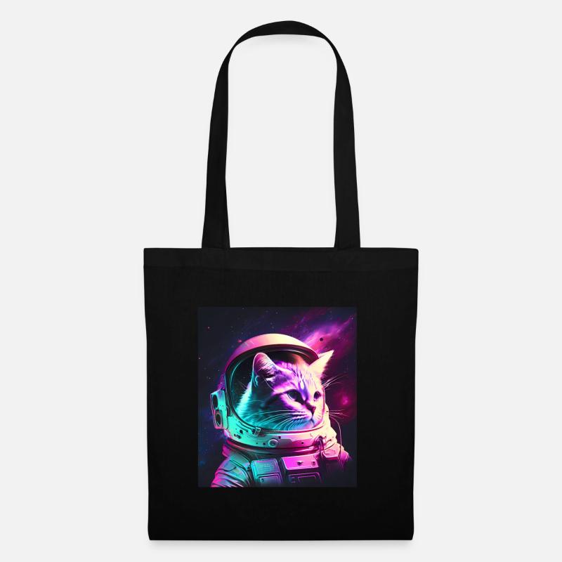 Katze Kätzchen Weltall Astronaut Kosmos Neon - Stoffbeutel - Schwarz