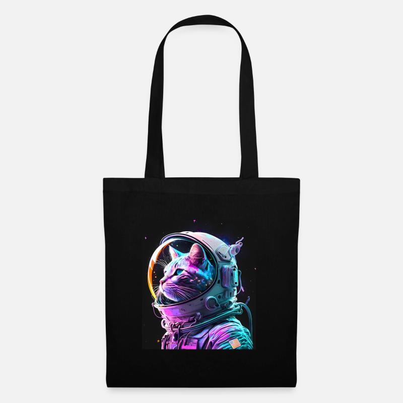 Katze Kätzchen Weltall Astronaut Kosmos Neon - Stoffbeutel - Schwarz