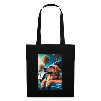 Golden Retriever Sonnenbrille Strand Palmen - Stoffbeutel - Schwarz - Vorne