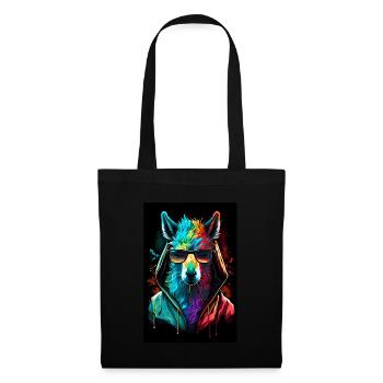 Lama Alpaca Sunglasses Hoodie Rainbow Colors - Tote Bag - black - Front