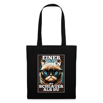 Eines von uns beiden ist schlauer Katze Brille - Stoffbeutel - Schwarz - Vorne