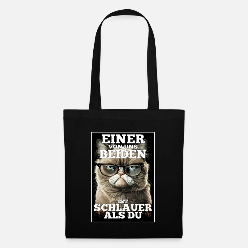 Eines von uns beiden ist schlauer Katze Brille - Stoffbeutel - Schwarz