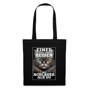 Eines von uns beiden ist schlauer Katze Brille - Stoffbeutel - Schwarz - Vorne
