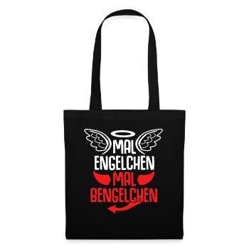 Engel Heiligenschein Bengelchen Bengel - Stoffbeutel - Schwarz - Vorne