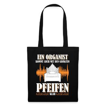 Orgel Orgelspieler Pfeifen Organist - Stoffbeutel - Schwarz - Vorne