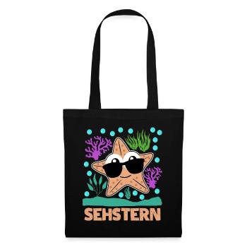 Seestern Sehstern Witz Sonnenbrille - Stoffbeutel - Schwarz - Vorne