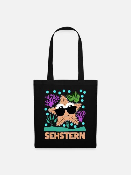 Seestern Sehstern Witz Sonnenbrille - Stoffbeutel - Schwarz