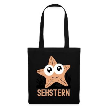 Seestern Sehstern Seesterne - Stoffbeutel - Schwarz - Vorne