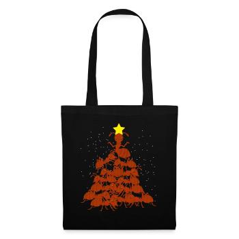Fourmis Arbre de Noël Noël - Sac en tissu - noir - Devant