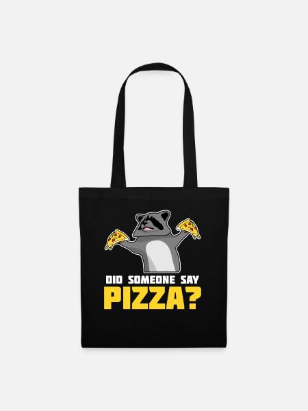 Waschbär mit Pizza - Stoffbeutel - Schwarz
